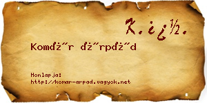 Komár Árpád névjegykártya